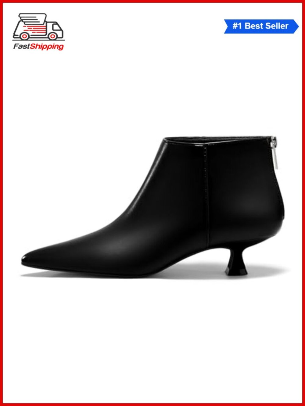 Kitten Heel Pointed Toe Ankle Booties Back Zipper Fall Shoes